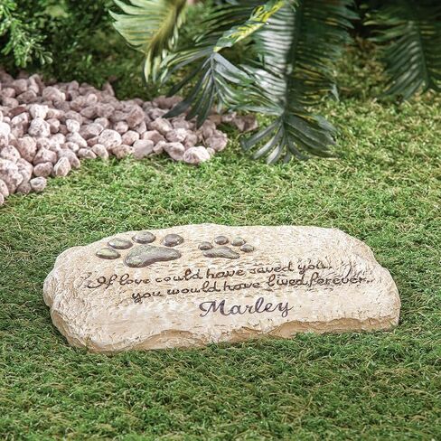 Fox Valley Traders Custom Forever Pet Memorial Garden Stone, Customized Indoor/Outdoor Décor, Crafted with 100% Resin, Loss of Pet Sympathy Gift – Measures 12" Long x 7 ½" Wide x ½" High in Kuwait