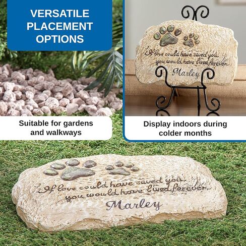 Fox Valley Traders Custom Forever Pet Memorial Garden Stone, Customized Indoor/Outdoor Décor, Crafted with 100% Resin, Loss of Pet Sympathy Gift – Measures 12" Long x 7 ½" Wide x ½" High in Kuwait