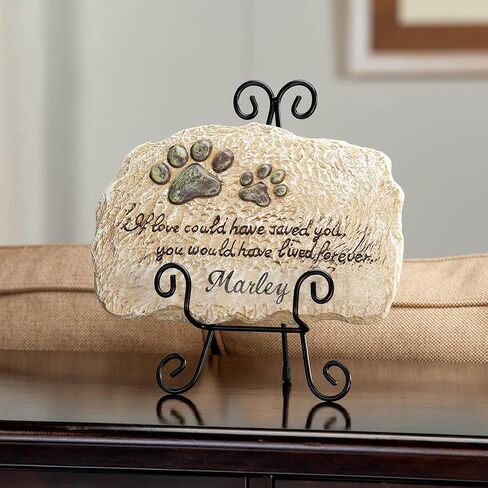 Fox Valley Traders Custom Forever Pet Memorial Garden Stone, Customized Indoor/Outdoor Décor, Crafted with 100% Resin, Loss of Pet Sympathy Gift – Measures 12" Long x 7 ½" Wide x ½" High in Kuwait