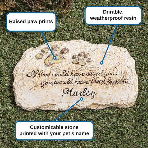 Fox Valley Traders Custom Forever Pet Memorial Garden Stone, Customized Indoor/Outdoor Décor, Crafted with 100% Resin, Loss of Pet Sympathy Gift – Measures 12" Long x 7 ½" Wide x ½" High in Kuwait