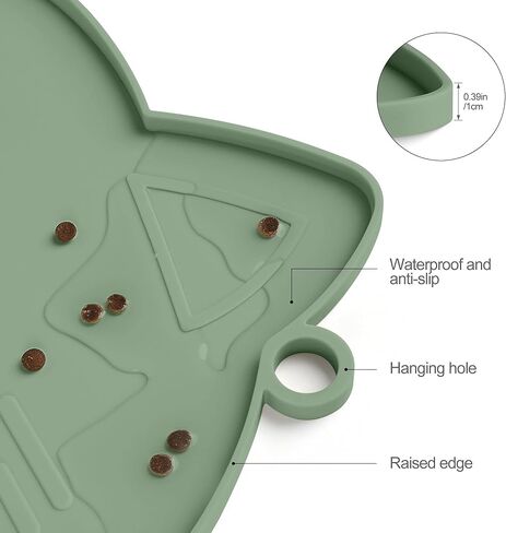 حصيرة Coomazy Cat Food & Water ، حصيرة سيليكونية غير قابلة للانزلاق مع حافة مرتفعة (وردي ، متوسطة) in Kuwait