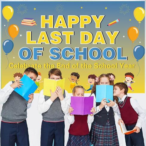 لافتة Happy Last Day of School - 118 بوصة × 19 بوصة ديكورات حفلات نهاية العام الدراسي - لافتة لافتة لحفلة آخر يوم من المدرسة - ديكورات الفصل الدراسي آخر يوم من المدرسة in Kuwait
