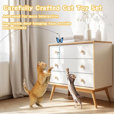 4-in-1 Interactive Cat Toy Set for Indoor Cats – Retractable Cat Wand, 2-Pole Suction Cup Base, Catnip Pillow, 14+ Accessories – Self-Play & Interactive Cat Feather Toys with Safe Durable Materials in Saudi Arabia