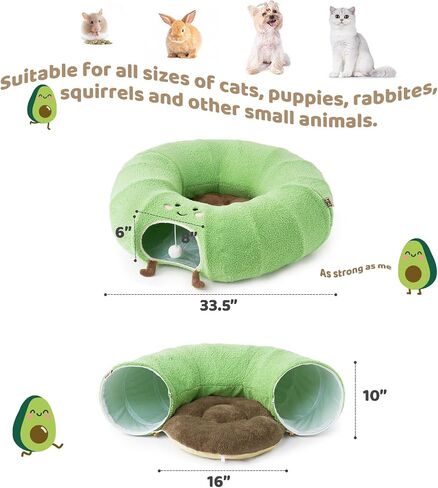 EHEYCIGA Cat Tunnel Bed for Indoor Cats, Cute Cat Donut Toy Tunnel for Small Large Cats with Washable Circle Cushion, Peekaboo Pet Cave Play Tunnel for Kitten, Puppy, Rabbit in Saudi Arabia