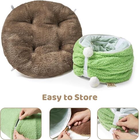 EHEYCIGA Cat Tunnel Bed for Indoor Cats, Cute Cat Donut Toy Tunnel for Small Large Cats with Washable Circle Cushion, Peekaboo Pet Cave Play Tunnel for Kitten, Puppy, Rabbit in Saudi Arabia