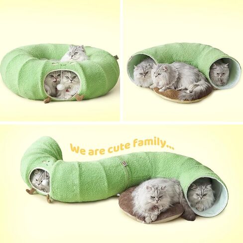 EHEYCIGA Cat Tunnel Bed for Indoor Cats, Cute Cat Donut Toy Tunnel for Small Large Cats with Washable Circle Cushion, Peekaboo Pet Cave Play Tunnel for Kitten, Puppy, Rabbit in Saudi Arabia