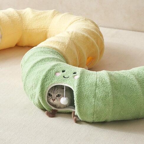 EHEYCIGA Cat Tunnel Bed for Indoor Cats, Cute Cat Donut Toy Tunnel for Small Large Cats with Washable Circle Cushion, Peekaboo Pet Cave Play Tunnel for Kitten, Puppy, Rabbit in Saudi Arabia