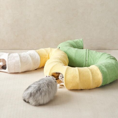EHEYCIGA Cat Tunnel Bed for Indoor Cats, Cute Cat Donut Toy Tunnel for Small Large Cats with Washable Circle Cushion, Peekaboo Pet Cave Play Tunnel for Kitten, Puppy, Rabbit in Saudi Arabia