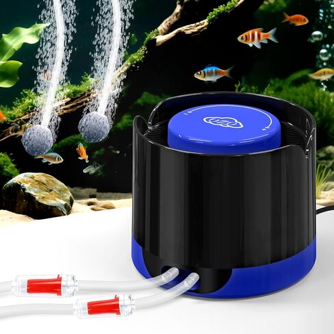 QZQ Aquarium Air Pump, Quiet Fish Tank Air Pump with Dual Outlets, 3W/5W Powerful Adjustable Oxygen Pump with Accessories, Aquarium Bubbler Aerator for Fish Tank Up to 80 Gallon (3W) in Kuwait
