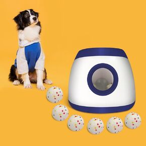 Automatic Dog Ball Launcher- Small Silent Dog Ball Thrower with Remote Control, 3 Adjustable Distances (20ft/33ft/46ft), Rechargable,Includes 3 Durable 2.3" Balls for Small/Medium Dogs