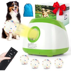 Automatic Ball Launcher for Dogs, 40-80Ft Distance Dog Ball Thrower Launcher, Rechargeable Automatic Dog Balls Launchers with 4 Balls (2.5"), Remote Control Thrower for Medium/Large Dogs (Blue)