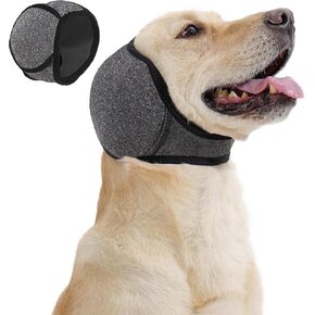 Dog Calming Hoodie Ear Wraps for Dogs, Waterproof Dogs Swim Cap, Pet Ear Cover Muffs for Anxiety Relief Noise Cancelling, Doggy Head Warp Ear Protection for Hematoma Fireworks Bath Swim Blow (M, grey)
