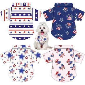 Weewooday 4 Pcs American Flag Dog Shirts 4th of July Dog T-Shirts Patriotic Pet Costume Stripes Stars Vest American Flag Independence Day Pet Clothes Breathable Summer Vest(Medium)