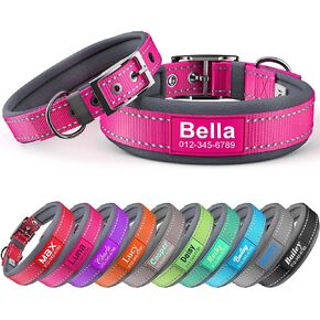 Personalized Dog Collar with Name & Phone Number | Reflective Ultra Wide Soft Neoprene Padded | Durable Metal Buckle for Large, Medium, and Small Dogs in Pink, Purple, Blue & Other Stylish Colors