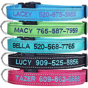 Personalized Dog Collar, Custom Embroidered Pet Name and Phone Number 4 Adjustable Sizes X-Small Small Medium Large Quick Release Buckle and D-Ring