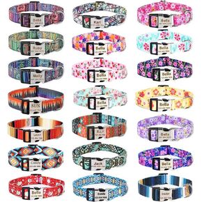 Moonpet Personalized Custom Customized Dog Collar with Engraved ID Tag Name Plate and Phone Number/Heavy Duty Adjustable Dog Collars for Puppy X-Small Small Medium Large X-Large Boy Girl Dogs