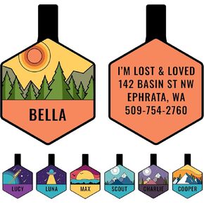 GoTags Silent Dog Tag, Personalized Engraved Silicone Dog and Cat Name Pet ID Tags, Soundless No More Jingling Tags (Mountain Orange)