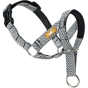 Gentle Dog Head Collar with Soft Nylon, No-Pull Padded Head Halter with Stripes, Adjustable Nose Leash for Safe Easy Walking Control(L,Black)