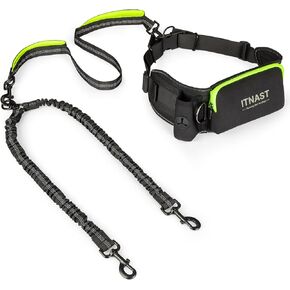 Hands Free Dog Leash for Medium Large Dogs, Waist Support Padded Bungee Dog Running Leash with Reflective Stitching for Walks, Jogging, Running, Hiking, and Dog Training