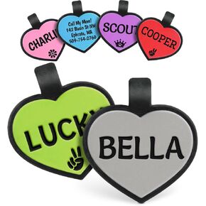 GoTags Silicone Dog Tags, Soundless Pet Tag, Personalized Silent Tag Engraved for Pets with Cute Custom Designs, for Dogs and Cats, (Bone, Blue)