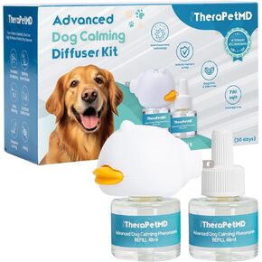 TheraPet MD Dog Calming Diffuser - Pheromone Diffuser for Dogs Indoor Behavior Support, Anxiety Aid, 60 Day Long Lasting Refill Kit, Natural Formula