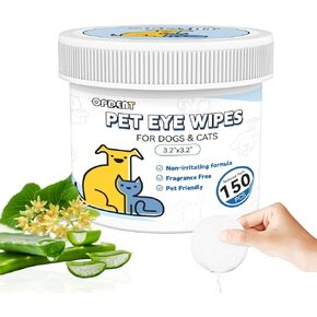 150Pcs Eyes Wipes for Dogs - Tear Stain Remover for Dogs - Dog Eye Cleaner, Eye Debris, Discharge, Mucus Secretions - Eye Wipes for Dogs & cat Eye Wipes - 3.2 inches