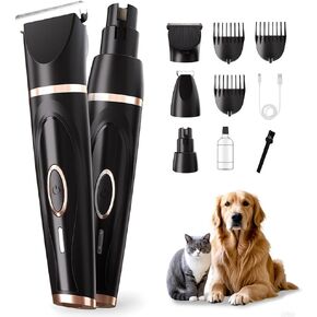 طقم Clippers Clippers مع طقم مخلب ، 3 في 1 ضوضاء منخفضة من الضوضاء الكهربائية القابلة لإعادة الشحن للحيوانات الأليفة اللاسلكية مع طاحونة الأظافر الكلب الكلب تقليم للكلاب والحيوانات الأليفة الأخرى