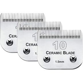3 Pack 10 Blade Dog Grooming Blades Compatible with Andis Clippers/Oster A5/Wahl KM,Detachable Stainless Steel Blade,Size-10, 1/16-Inch Cut Length