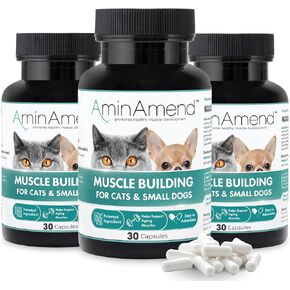 Muscle Support Pet Supplement for Small Dogs & Cats with CaHMB & Vitamin D3 – All Ages & Senior Dog Supplements for Muscle Strength, Mobility & Daily Activity – (30 Capsules, 3-Pack)