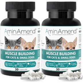 Muscle Support Pet Supplement for Small Dogs & Cats with CaHMB & Vitamin D3 – All Ages & Senior Dog Supplements for Muscle Strength, Mobility & Daily Activity – (30 Capsules, 2-Pack)