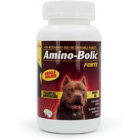 Amino-Bolic Forte Nutritional Supplement for Working Dogs by Interfarma Corp | Muscle Growth Supplement for Dogs | with Soy Protein, & Essential Aminoacids | Beacon Flavor | 60 Chewable Tablets. (1)