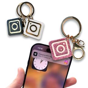 Custom Digital NFC Business Card Keychain – Smart Tag for Instagram, Social Media, Contact Sharing & Payment – VALARTS Handmade Pre-Programmed, No App Needed – Pink, Black, White – Gift Small Business
