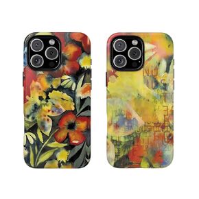 Colorful Watercolor Floral Phone Case with Adriane Lenker Garden Design – Artistic Watercolor Music Collage with Hidden Text, Fits Phone 7 to Phone 16 Pro Max