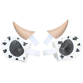 Cow Ears and Horns for Headphones, Cute & Fun Decorative Add-Ons for Gaming Headsets, Kids’ School Headphones, Compatible with Most Headphones (White/Pastel Pink/Gal Black)