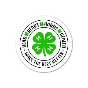 4-H Head, Heart, Hands, Health Sticker- Waterproof