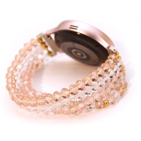Pink Beaded Bracelet Compatible for Samsung Galaxy Watch 4 5 6 Band 40mm 44mm, Handmade Cute Watch Band for Galaxy 6 4 42 46 Band, 20mm Elastic Band for Galaxy Watch Active 2
