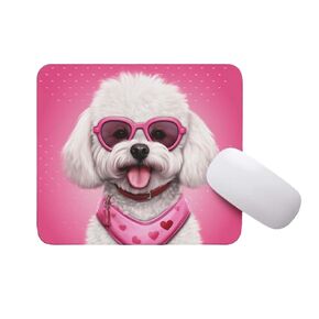 Pink Mousepad Glamour Dog Shih Tzu Mouse Pad for Home Office Gaming Working Desk Computer Desktop Accessories Non-Slip Rubber Mousepad for Dog Lovers
