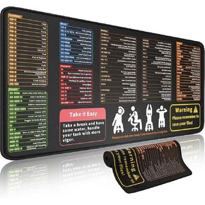 Office Desk Mouse Pad - Shortcut Guide with Cheat Sheet Keyboard Mat, Non-Slip Waterproof Mouse Mat for Computer Windows/Excel/PowerPoint/Browser (Large, Office)