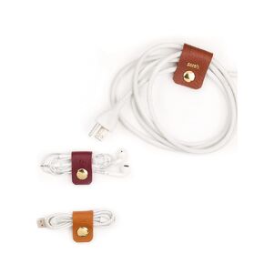 KEYAIIRA - Set of 3 Personalized Leather Cable Cord Holders Gold Snap Closure - laptop charging cord keeper, earbud organizer customized monogram gift tech, stocking stuffer, travel accessories