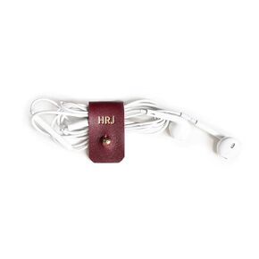 KEYAIIRA - Personalized Leather Cable Holder with Gold Closure - laptop charging cord keeper customized wire organizer monogram gift ideas tech and travel accessories ear bud holder stocking stuffer