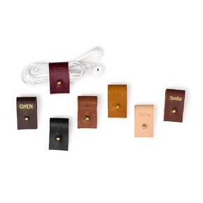 KEYAIIRA - Personalized Leather Cable Holder with Gold Closure - laptop charging cord keeper customized wire organizer monogram gift ideas tech and travel accessories earbud holder stocking stuffer