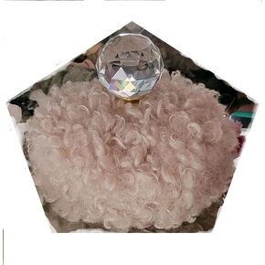 Soft Tan Faux Curly Sherpa Body Duster Dusting Powder Puff ~ Crystal Ball Handle