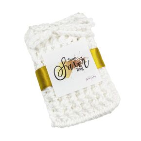 White Sparkle Soap On A Rope Pouch For Women - Cotton Soap Exfoliating Bag - Bathing Accessories For Disabled And Elderly - Single Bag