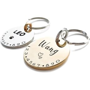 Cats Dogs ID Tags Personalized Lovely Symbols Pets Collar Name Accessories Simple Custom Engraved Products for Extra Small Four Legged Child Necklace Chain Anti-Lost Shiny Stainless Steel Charm