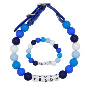 Friendship bracelet dog collar set Adjustable Beaded Name Dog Fashion Collar For Small Medium And Large Dogs Bead Silicone Dog Necklace Handmade Girl Boy Bling Fancy Female Cats Pretty Pearls Perla Cute Rinbow Heavy Duty (Colorfull)