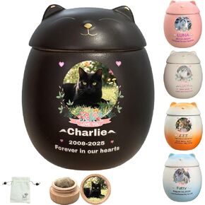 Custom Cat Urn,Pet Urn,Pet Urns for Cats,Pet Cremation Urn,Cat Urns for Ashes,Urns for Cats,Pet Urns for Cats Ashes,Ceramic Urn,Handmade Custom Personalized|Black Cat in Kuwait