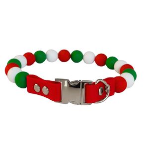 Pet Collar for Small Medium and Large Dogs Beaded Silicone Dog Necklace Handmade Girl Bling Fancy Female Cats Pretty Pearls Perla 20MM Bead (Easter)