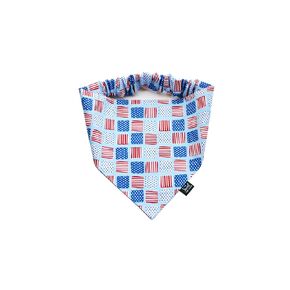 Patriotic 4th of July Scrunchie Dog Bandana, Handmade Red, White, and Blue Elastic Dog Bandana, Independence Day Stars and Stripes Pet Neckwear (Tossed Dogs, Medium)