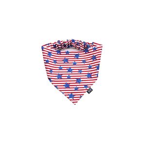 Patriotic 4th of July Scrunchie Dog Bandana, Handmade Red, White, and Blue Elastic Dog Bandana, Independence Day Stars and Stripes Pet Neckwear (Stars on Stripes, Medium)