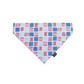 Patriotic 4th of July over the collar dog bandana, red, white and blue no tie slip on Independence Day pet neckwear (Stars & Stripes Squares, Small)
